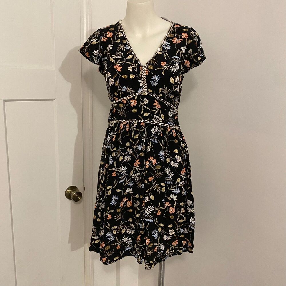 NEW LOFT size 0 Dark Floral Business Casual Summer Sun Dress